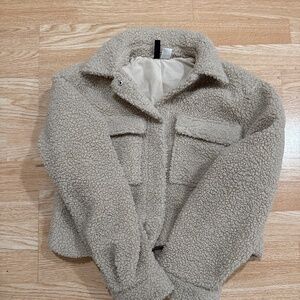 DIVIDED H&M Beige Teddy Jacket XS